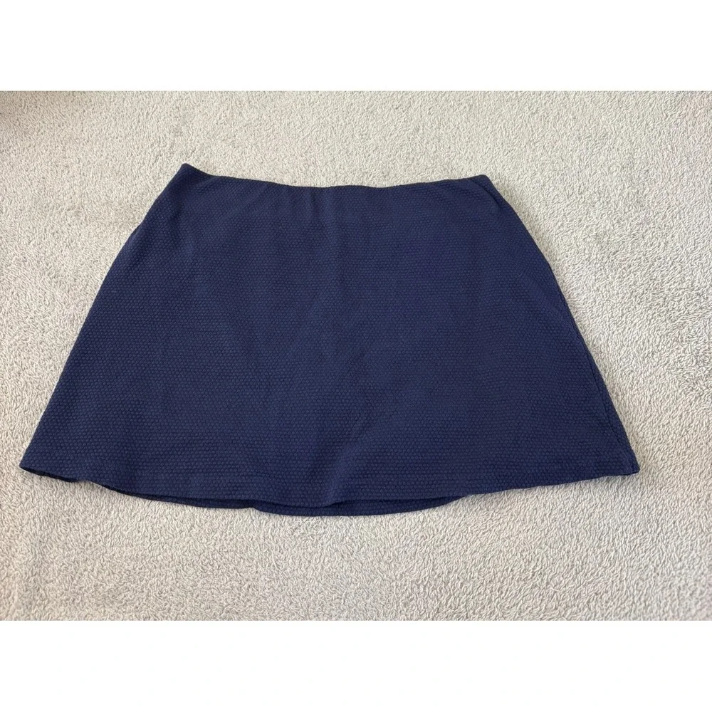 Lilly Pulitzer Madison Navy Textured Knit Skort Medium Gold Button Mini Pull On